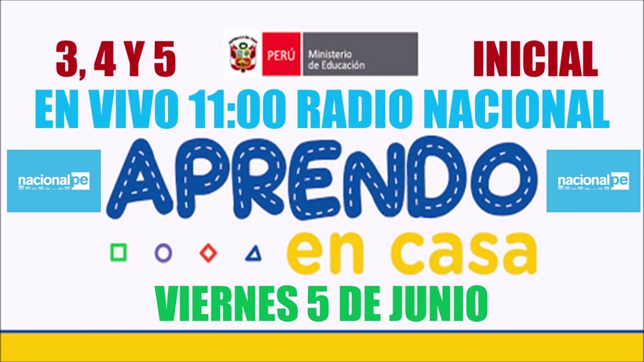 APRENDO EN CASA RADIO NACIONAL EN VIVO INICIAL 3, 4 Y 5 AÑOS VIERNES 5