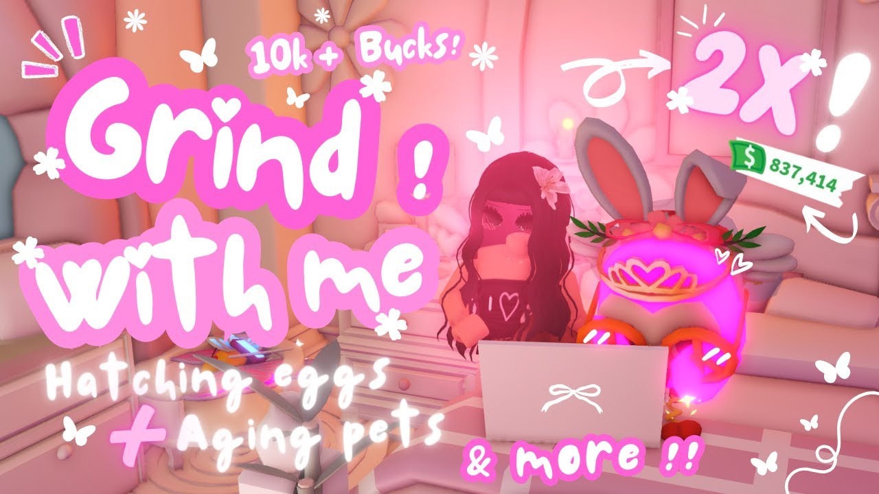 ₊˚ෆ Speedgrind with mee (2x Bucks & Aging) !! Getting 10k+ bucks & more | Adopt me ! Roblox  ♡ ˚｡