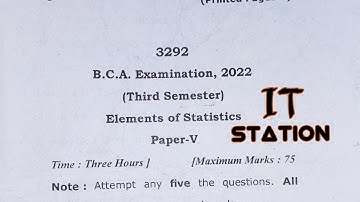 Elements of Statistics previous year exam paper BCA 3rd semester || 2022