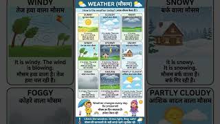 WEATHER मौसम #LearnEnglish#EnglishSpeaking#DailyEnglish#SpokenEnglish#EnglishLearning#EnglishPhrases