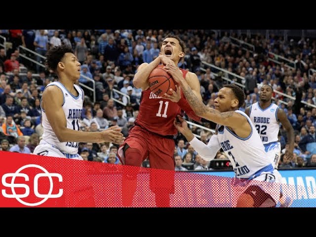 Oklahoma's Trae Young leaves the court after the NCAA men's