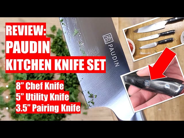 REVIEW: PAUDIN Kitchen Knife Set (Chef, Utility, Paring) 