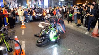 バイク事故の瞬間・渋谷ハロウィン2023  / Motorcycle Wheelie Crash at Tokyo, Shibuya Halloween 2023 (10.31.2023)