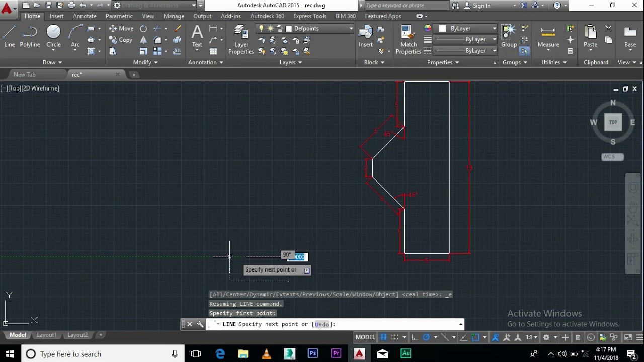 Locking Angles with Ortho and Polar Modes in AutoCad - YouTube