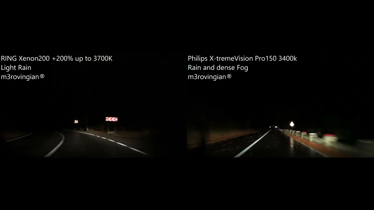 Philips X-tremeVision Pro150 vs RacingVision GT200 on Rain and Fog