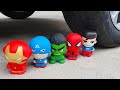 Car vs Squishy Superman, Spiderman, Hulk, Iron Man, Captain America