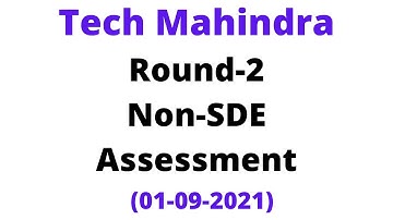 Tech Mahindra Round-2 (NON SDE) || 01-09-2021 Live Recorded Video
