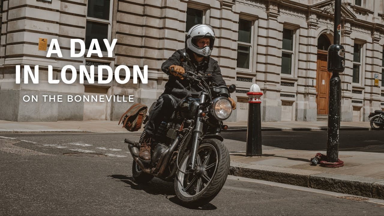 A Day in London by Motorcycle. Riding around the City, a Coffee Stop and Filtering Through Traffic