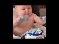 Funny babies eating cake   baby reactions    cool peachy short viralshort short.