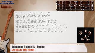 Video thumbnail of "🎸 Bohemian Rhapsody - Queen Guitar Backing Track with chords and lyrics"