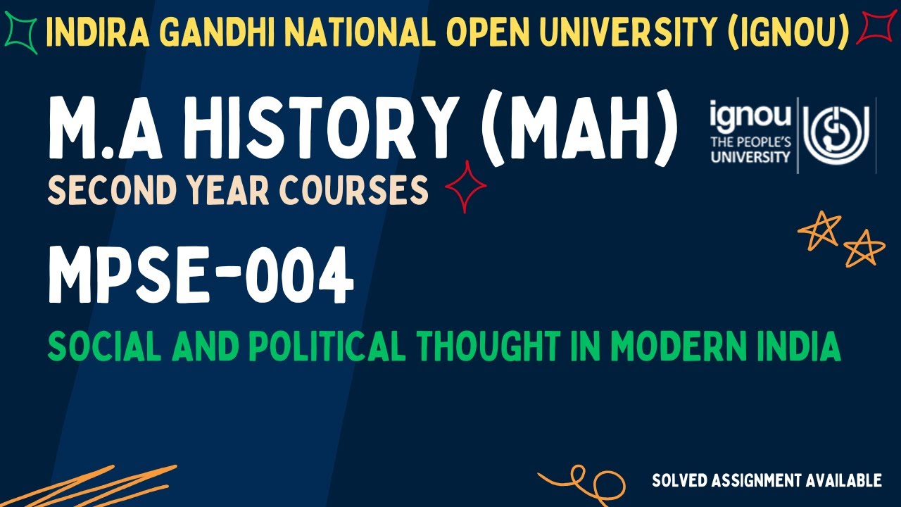 MPSE- 004 SOCIAL AND POLITICAL THOUGHT IN MODERN INDIA । IGNOU SOLVED ...