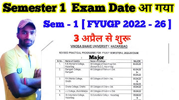 Semester 1 Exam Date | FYUGP Semester 1 Practical Exam | Vbu sem 1 2022 26  Psychology exam centre
