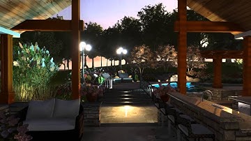 3D Animation of Landscape, Hardscape & Vanishing Edge Pool