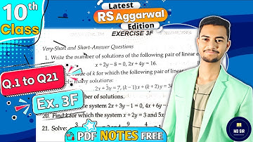 Ex 3F Q1 to Q21 |Class 10 Rs Aggarwal | Linear Equation in 2 Variable| Chapter 3 |CBSE 2023| MD Sir