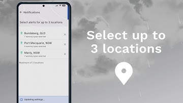 Warning notifications for up to 3 locations on the BOM Weather app