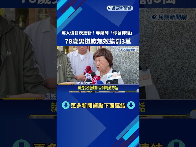 這句很貴! 辱罵藥師"你發神經" 78歲男道歉無效.挨罰3萬－民視新聞