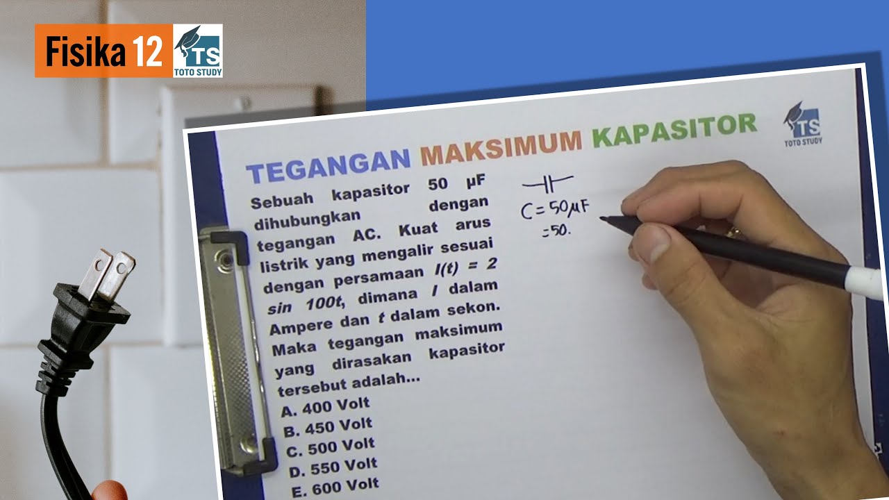 Sebuah kapasitor 50 μf dihubungkan dengan tegangan ac. kuat arus listrik yang mengalir