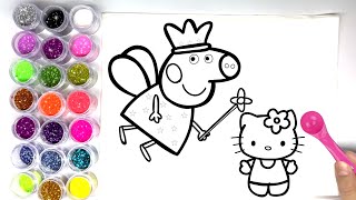 Glitter Painting 반짝이 그림 ग्लिटर ड्रॉइंग Vẽ lấp lánh Desenho com purpurinas how to draw FAIRY PEPPA
