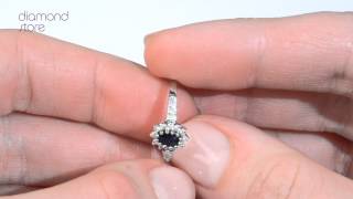 Famous FET32-UY - Sapphire 5 x 3mm And Diamond 9K White Gold Ring Profile