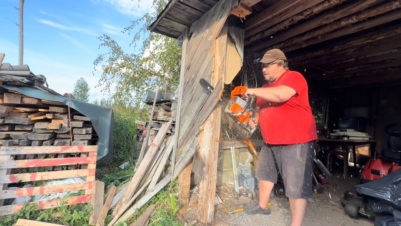 Autotallin oviaukon levennys puuhastelua😄