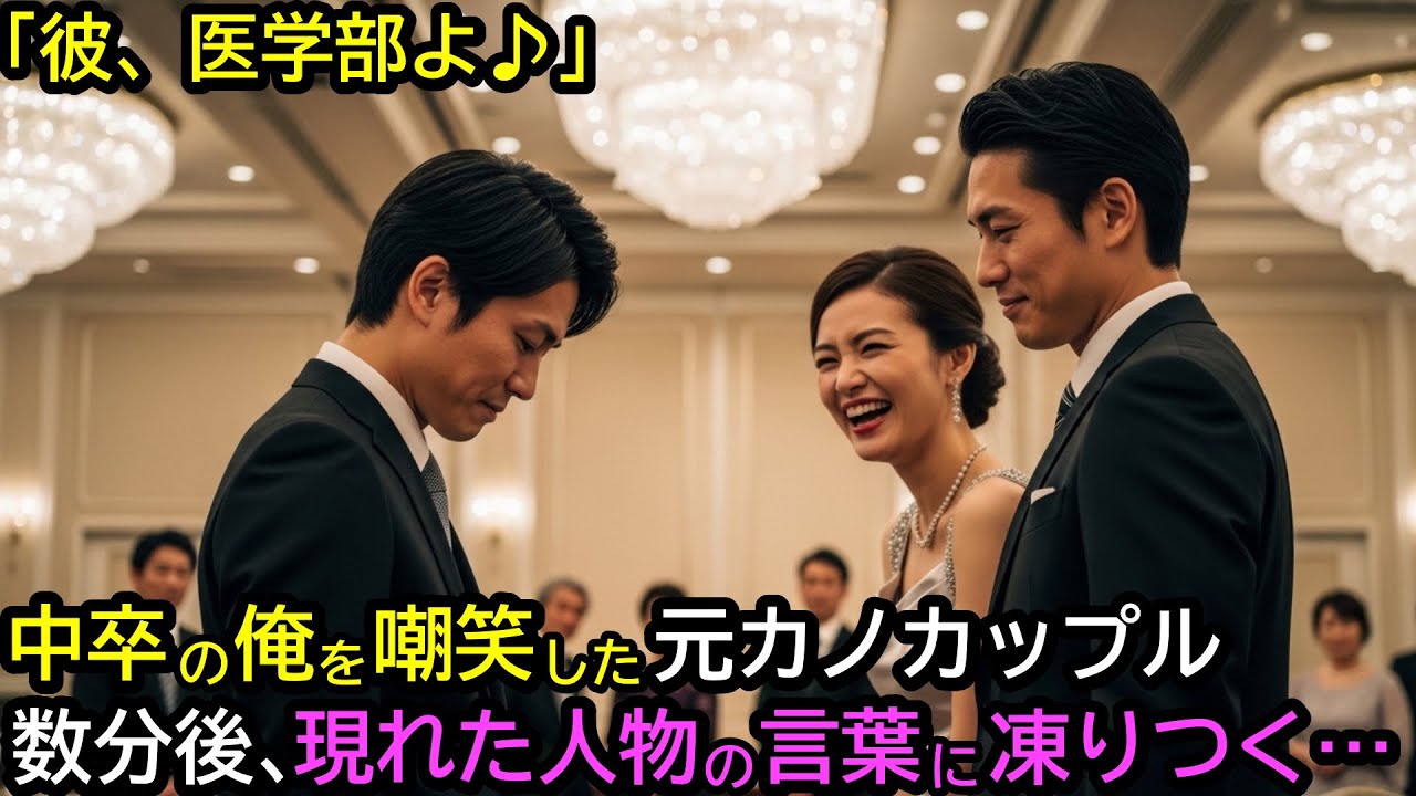 「彼、医学部よ♪」中卒の俺を嘲笑した元カノカップル。数分後、現れた人物の言葉に会場は凍りつく…