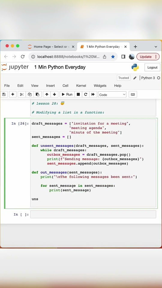 Modifying List in Python Function| 1 minute python | lesson 28 - YouTube