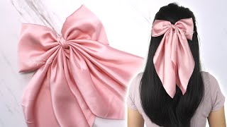 LONG TAILS Satin Hair Bow 🎀 How to Make a Bow with Long Tails