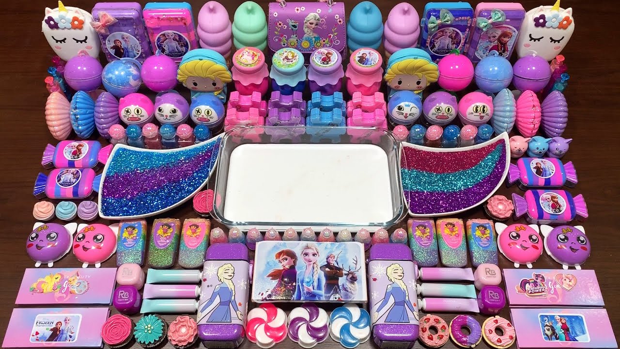 SPECIAL VIOLET ELSA - Mixing Makeup, CLAY and More Into GLOSSY Slime ! Satisfying Slime Videos 