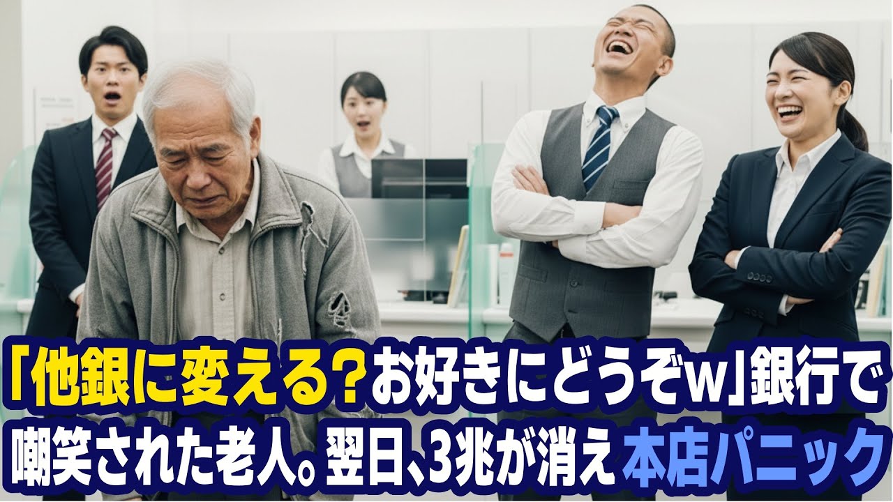 「他銀に変える？お好きにどうぞw」ボロ服の老人を嘲笑したエリート銀行員。翌日､「3兆が消えた？」本店がパニック状態に陥った