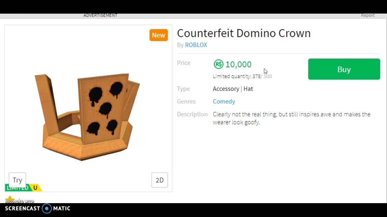 Counterfeit Domino Crown First Favorite Youtube - buying a domino crown on roblox youtube