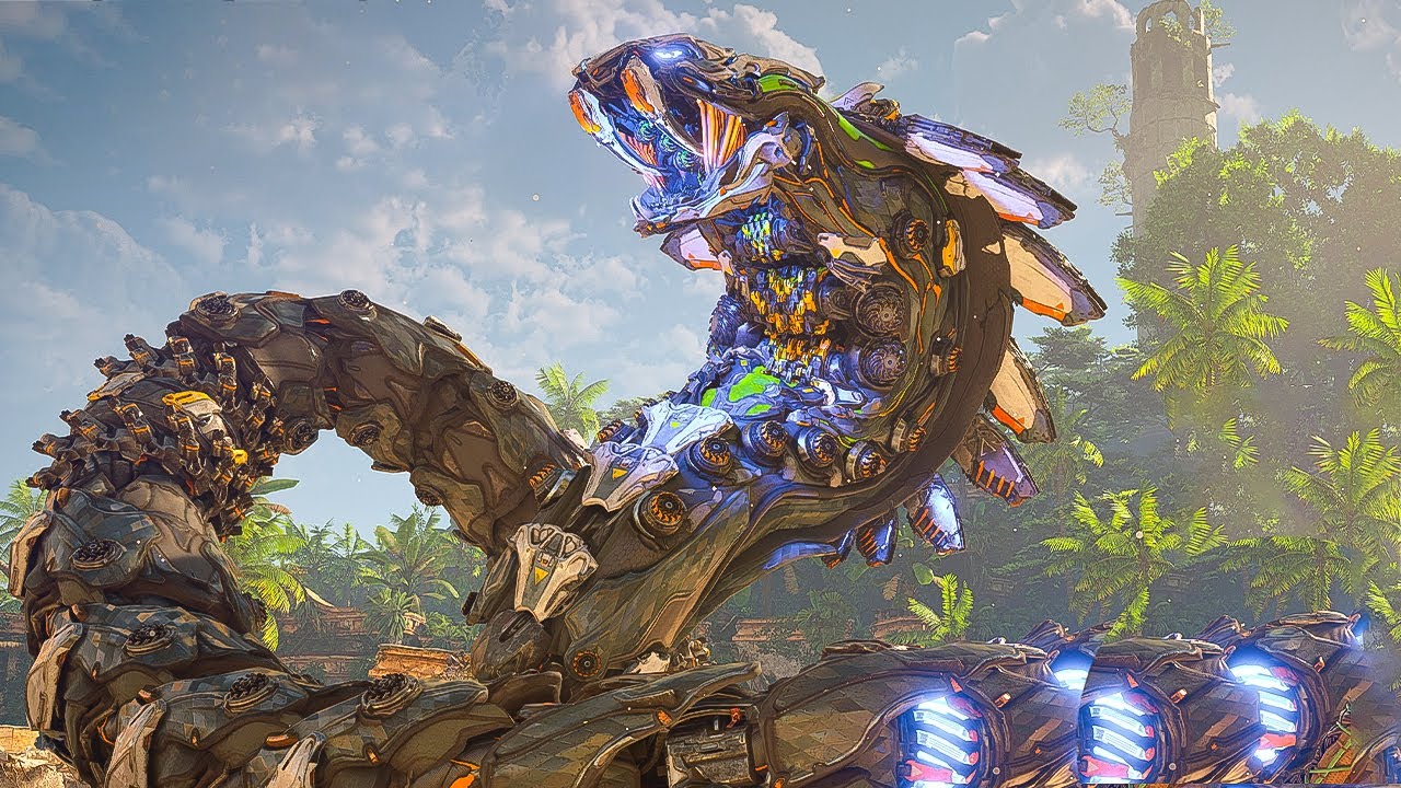 Horizon Forbidden West - Aloy Fights a Slitherfang (Giant Cobra)