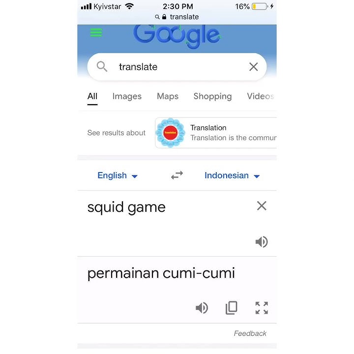 Translate Squid Game into Indonesian - YouTube