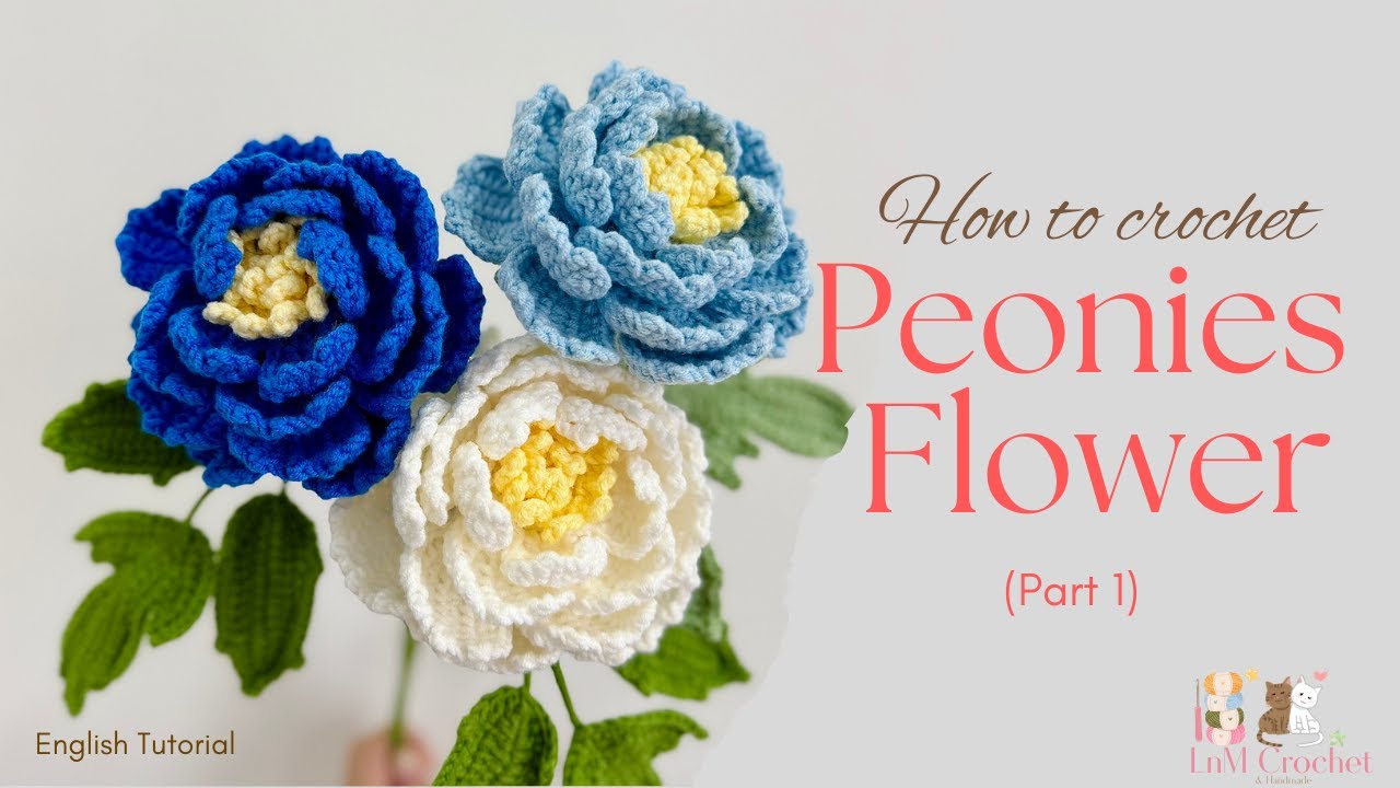 🌸 Crochet Peonies Flower Tutorial | Free and Easy Crochet Tutorial with English instruction