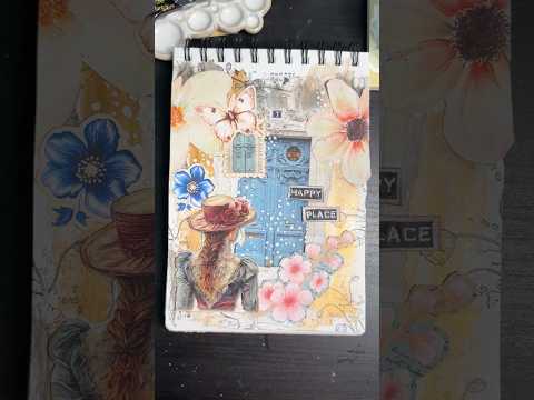 Mixed media art journal page - digitals, stamps, stencils, ephemera #papercraft