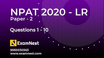 NPAT 2020 | Paper 2 | Reasoning Questions 1 to 10 | Previous Year Paper | NPAT Original | IPMAT