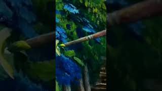 【紫陽花の咲く参道】#油彩画 #芸術   #油絵 #絵  #アート    #oilpainting  #oil #painter #Paintingsea #Peinture　#風景　#紫陽花