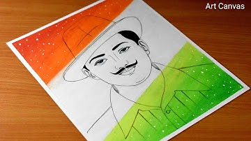 Bhagat Singh Drawing With Oil Pastel Step by Step / Freedom Fighters / lndependence day