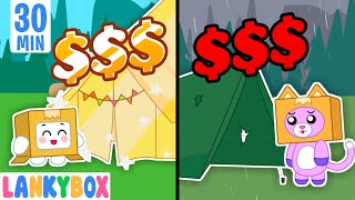 Rich Vs Broke Lankybox Camping Challenge - Learn Manners For Kids Lankybox Channel Kids Cartoon