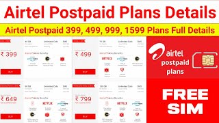 Airtel Postpaid Plans 2021 | Airtel 399, 499, 999, 1599 Postpaid Plan Details