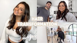 I WENT BRUNETTE KEPT IT A SECRET Surprising Everyone My Reaction MORE