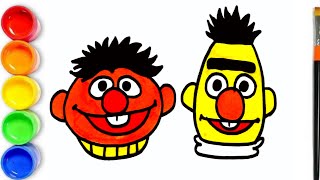 🟡 Drawing Bert and Ernie Face from Sesame Street | Sesame Street | Drawing Ernie Face