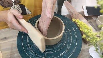 Slab building pottery - Making teapot body