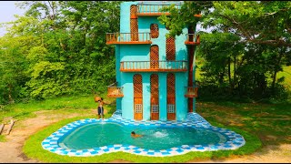 How To Build My Dream Villa And Design Swimming Pool By Ancient Skills In Forest