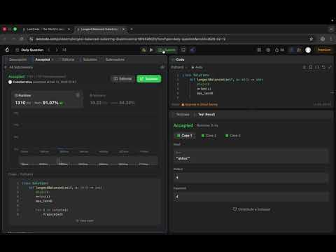 3713. Longest Balanced Substring I | Leetcode | Daily Question