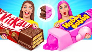 Bubble Gum vs Chocolate Food Challenge #3 풍선껌 대 초콜릿 음식 챌린지 Multi DO 다 마