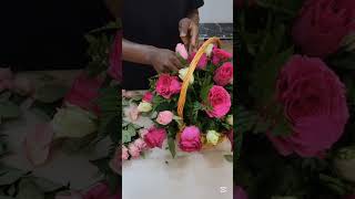 watch me create a beautiful flower in a basket bouquet.#flowers #florist #youtubeshorts .