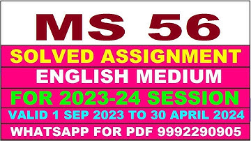 ms 56 solved assignment 2023-24 | ms 56 solved assignment in english 2024 | ms 56 2024