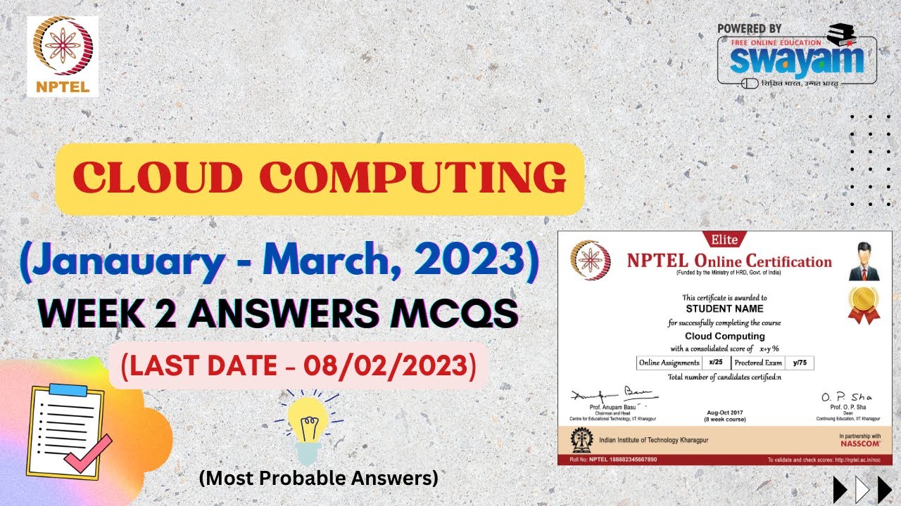 Cloud Computing || Week 2 Assignment Answers || NPTEL 2023 - YouTube