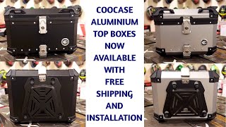COOCASE aluminium TOP BOXES with 45 ltr & 55 ltr capacity, available at GUPTA BIKING GEARS