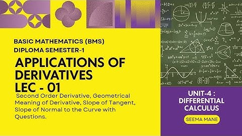 Applications of Derivatives Lec 01 | Diploma Sem.1 